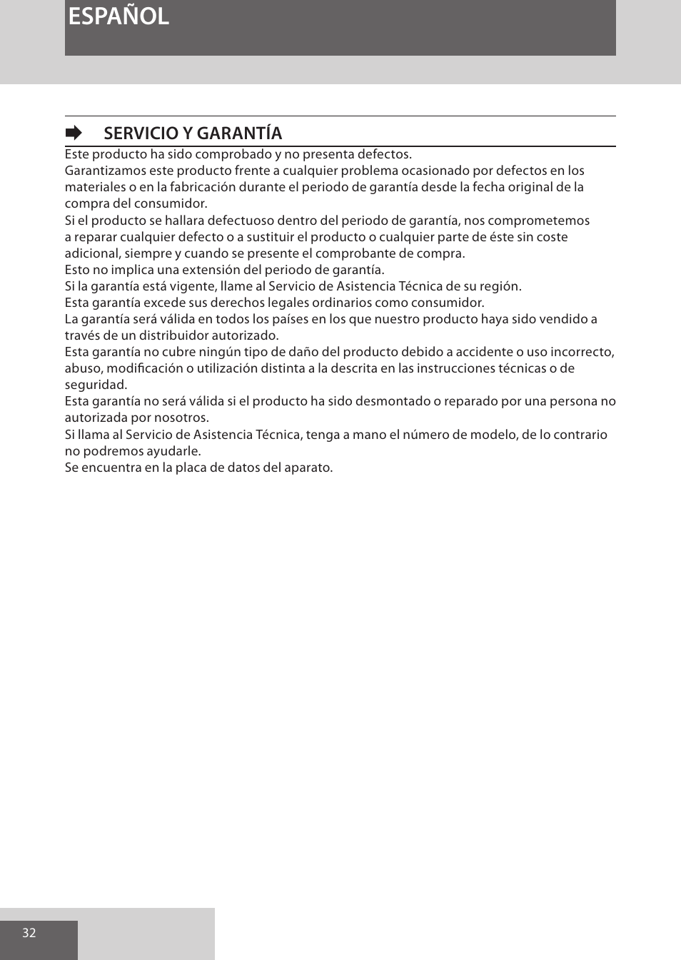 Español, Eservicio y garantía | Remington EP7020 User Manual | Page 32 / 132