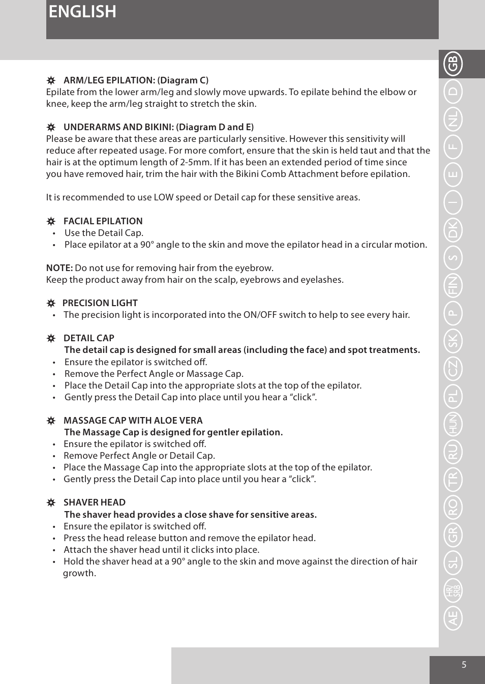English | Remington EP7020 User Manual | Page 5 / 132