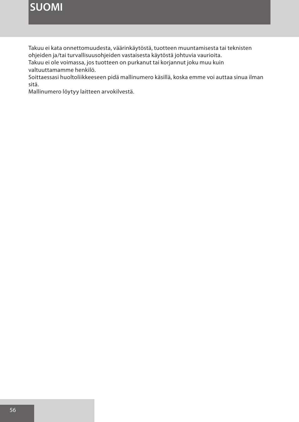 Suomi | Remington EP7020 User Manual | Page 56 / 132