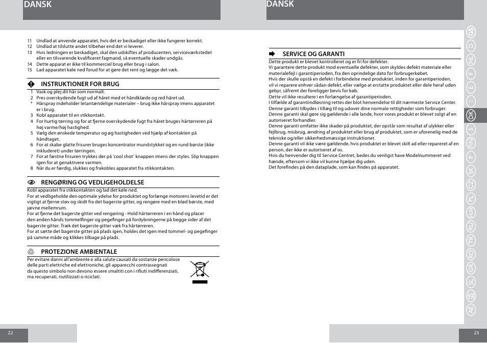 Dansk | Remington D3010 User Manual | Page 12 / 37