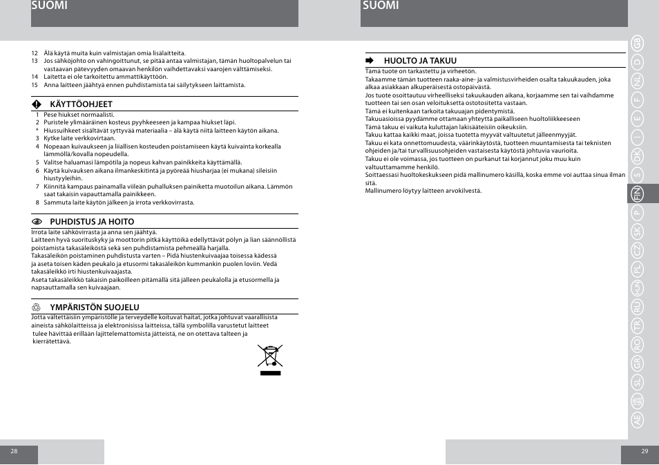 Suomi | Remington D3010 User Manual | Page 15 / 37