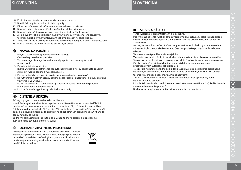 Slovenčina | Remington D3010 User Manual | Page 18 / 37