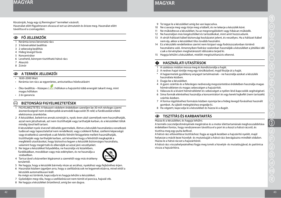 Magyar | Remington D3010 User Manual | Page 22 / 37