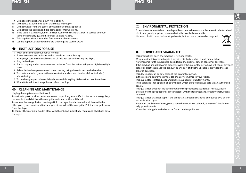 English | Remington D3010 User Manual | Page 3 / 37