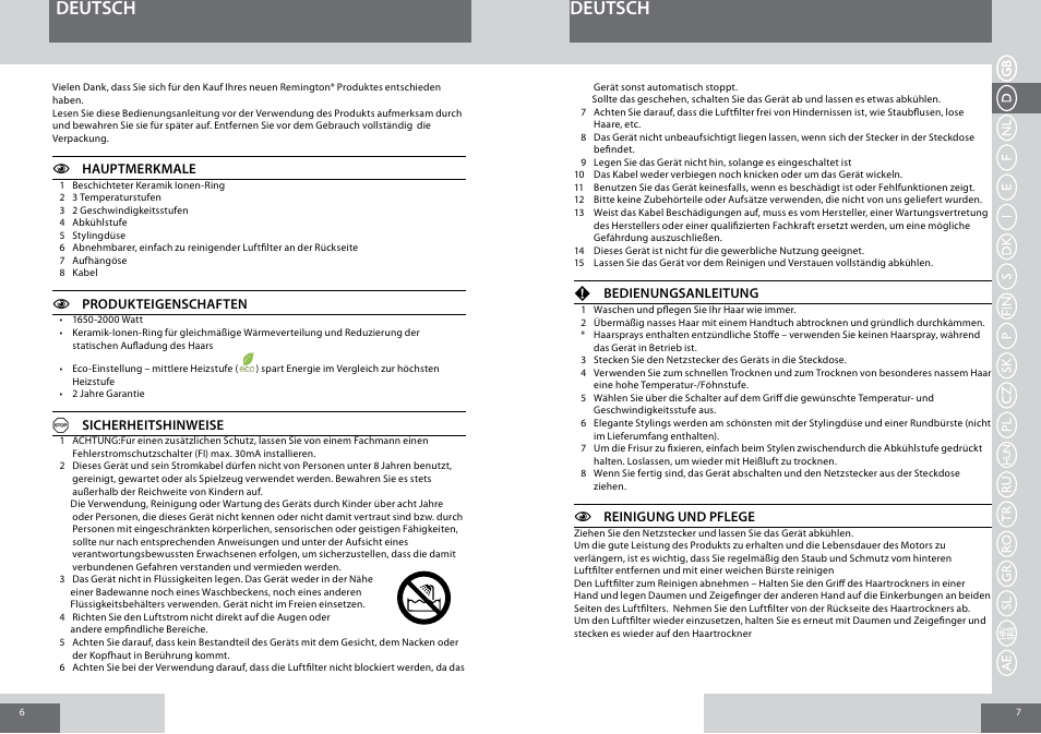 Deutsch | Remington D3010 User Manual | Page 4 / 37