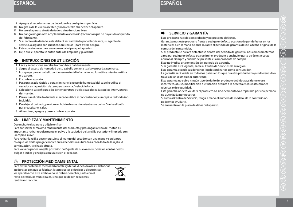 Español | Remington D3010 User Manual | Page 9 / 37