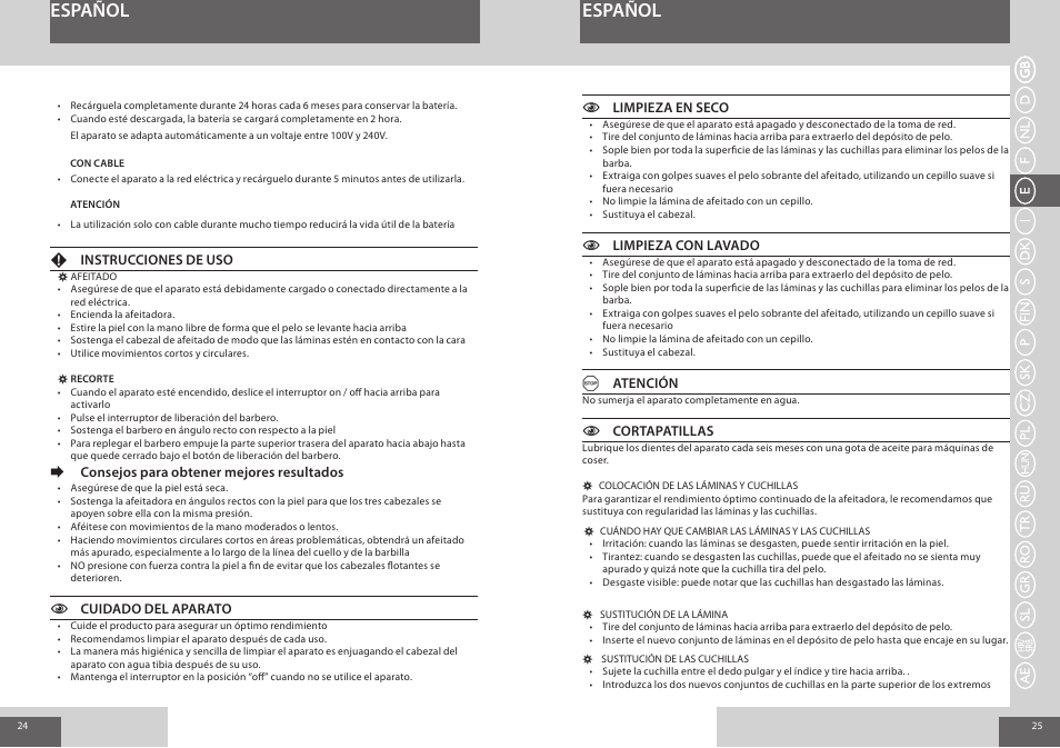 Español | Remington F7800 User Manual | Page 13 / 60