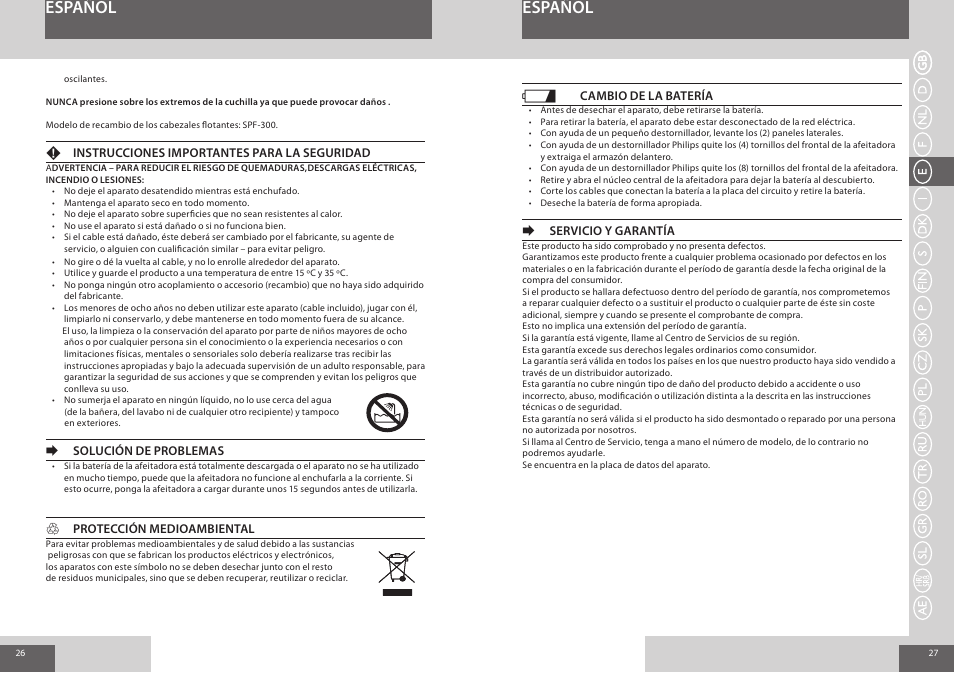 Español | Remington F7800 User Manual | Page 14 / 60