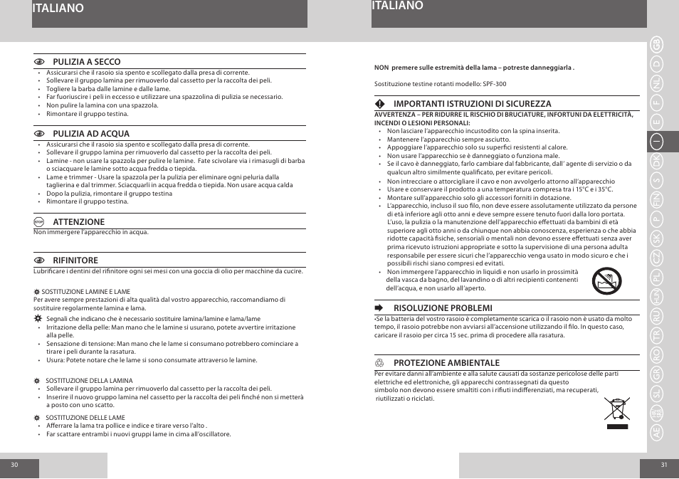 Italiano | Remington F7800 User Manual | Page 16 / 60