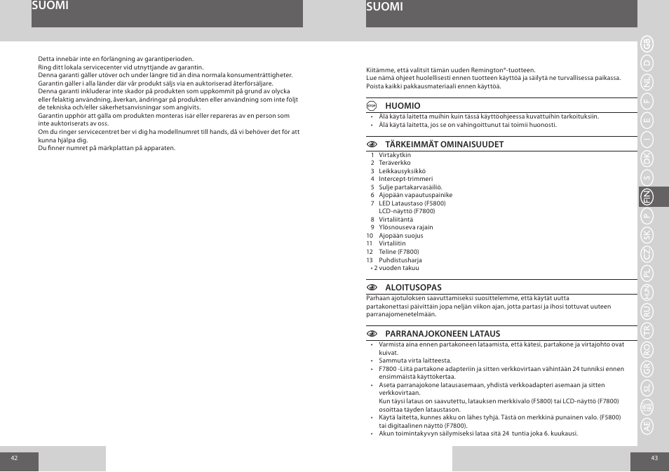 Suomi | Remington F7800 User Manual | Page 22 / 60