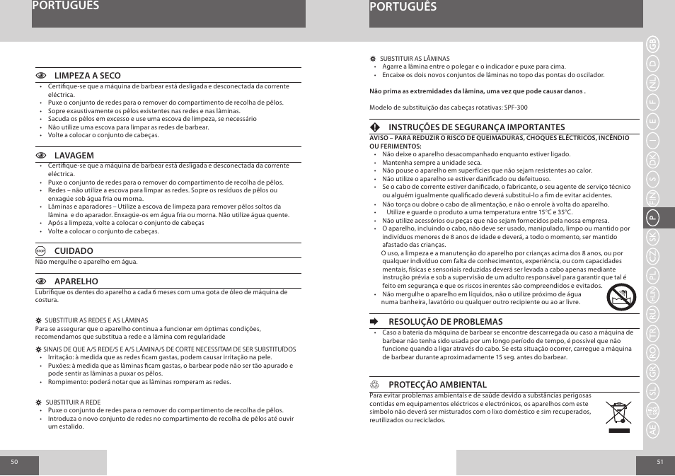 Português | Remington F7800 User Manual | Page 26 / 60