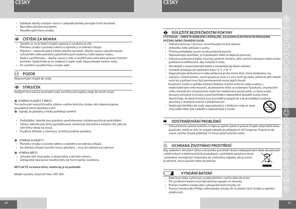 Česky | Remington F7800 User Manual | Page 31 / 60