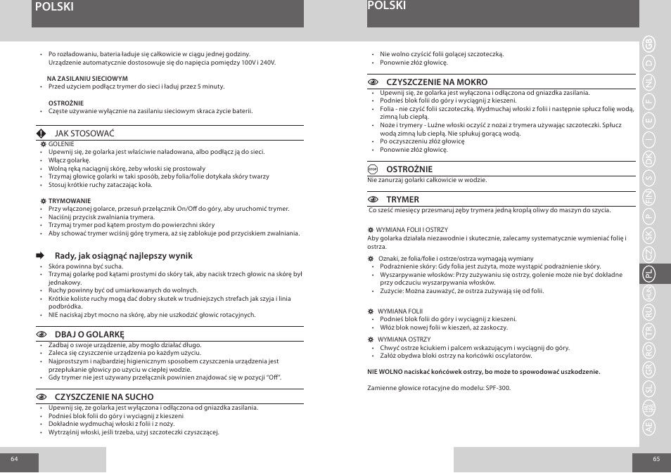 Polski | Remington F7800 User Manual | Page 33 / 60