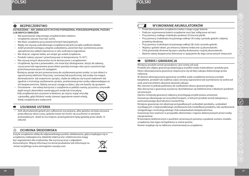 Polski | Remington F7800 User Manual | Page 34 / 60