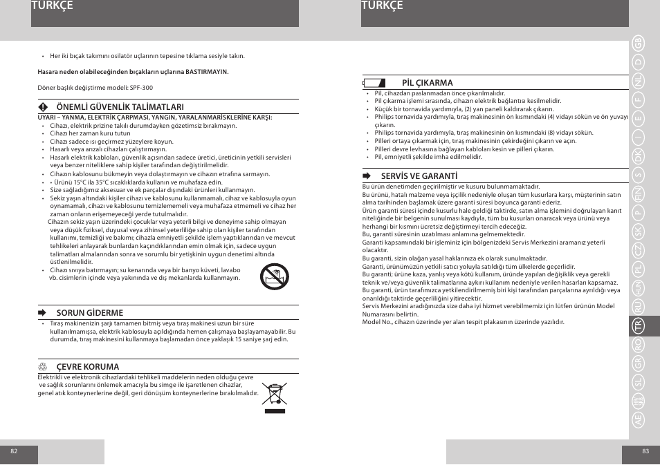 Türkçe | Remington F7800 User Manual | Page 42 / 60