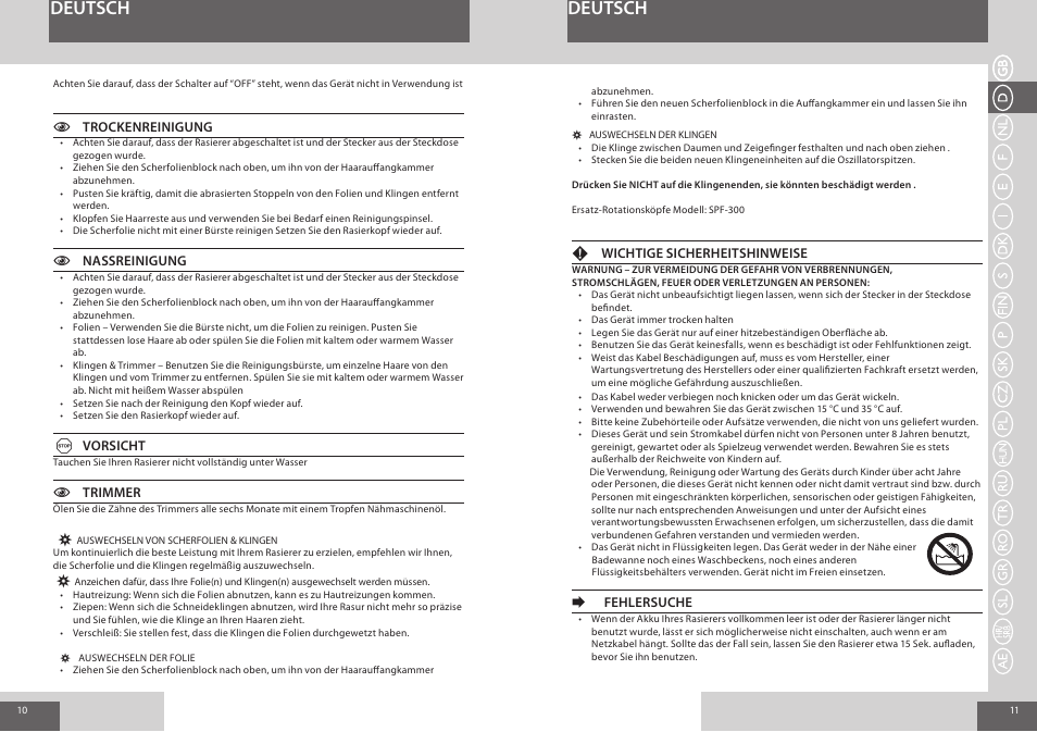 Deutsch | Remington F7800 User Manual | Page 6 / 60