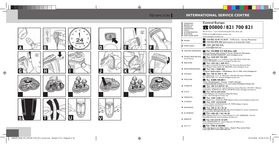 International service centre, Central europe | Remington R7130 User Manual | Page 2 / 129