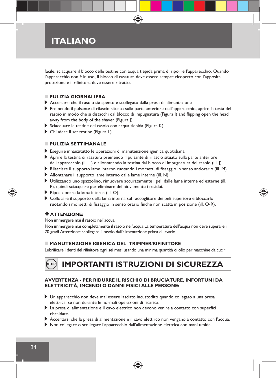 Italiano, Importanti istruzioni di sicurezza | Remington R7130 User Manual | Page 36 / 129
