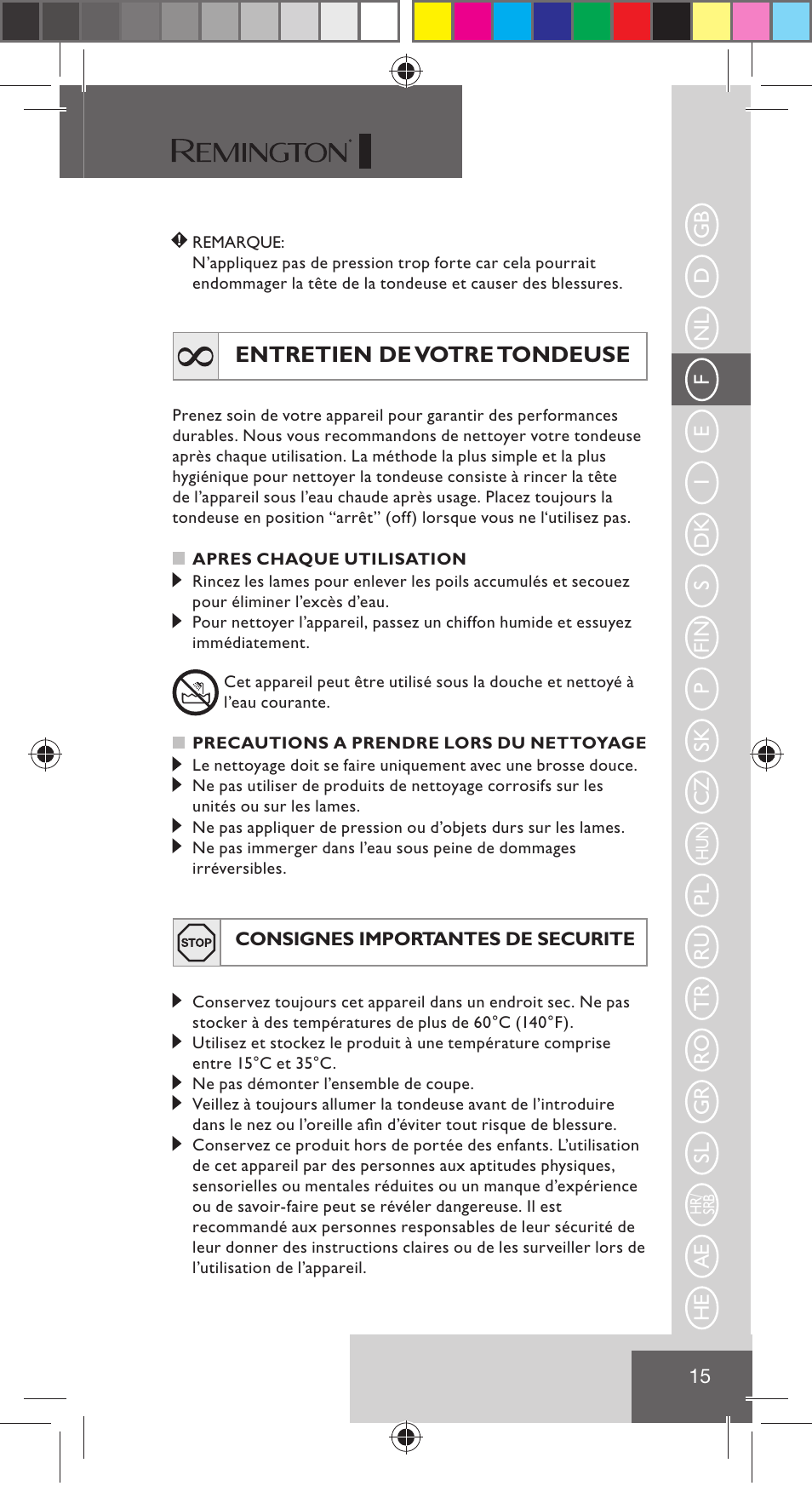 Entretien de votre tondeuse | Remington NE3350 User Manual | Page 22 / 96