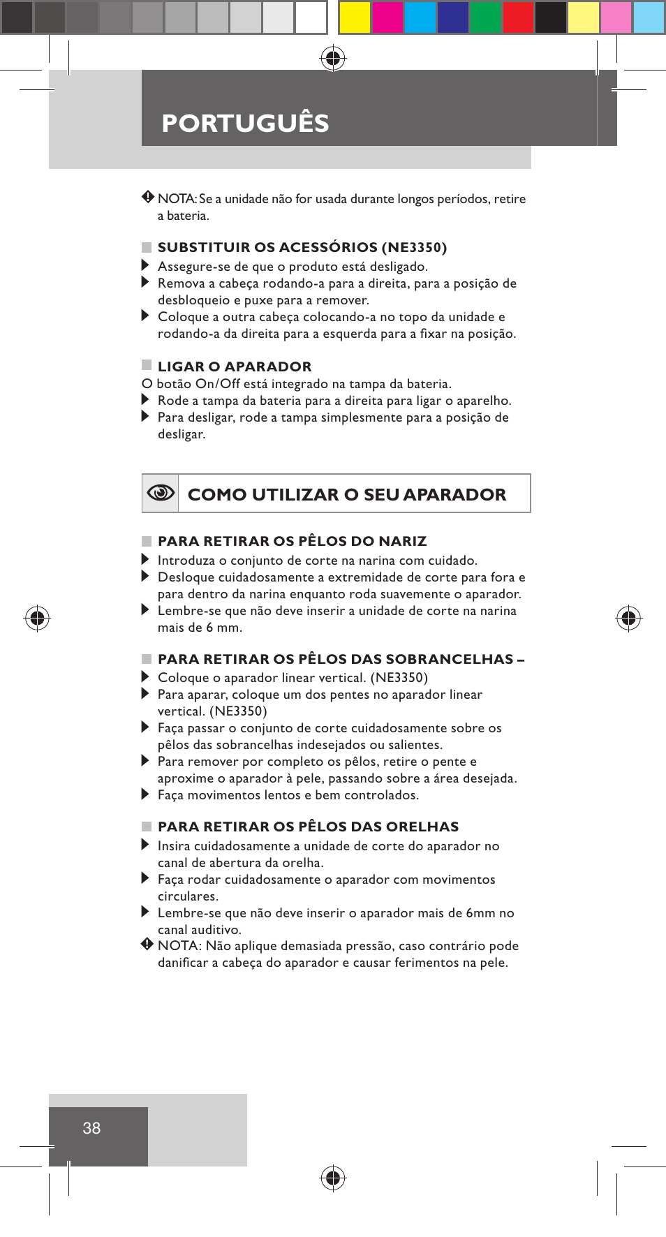 Português | Remington NE3350 User Manual | Page 45 / 96