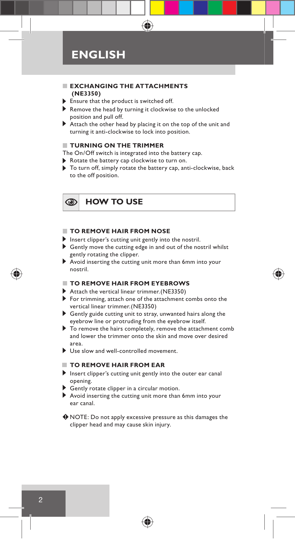 English, How to use | Remington NE3350 User Manual | Page 9 / 96