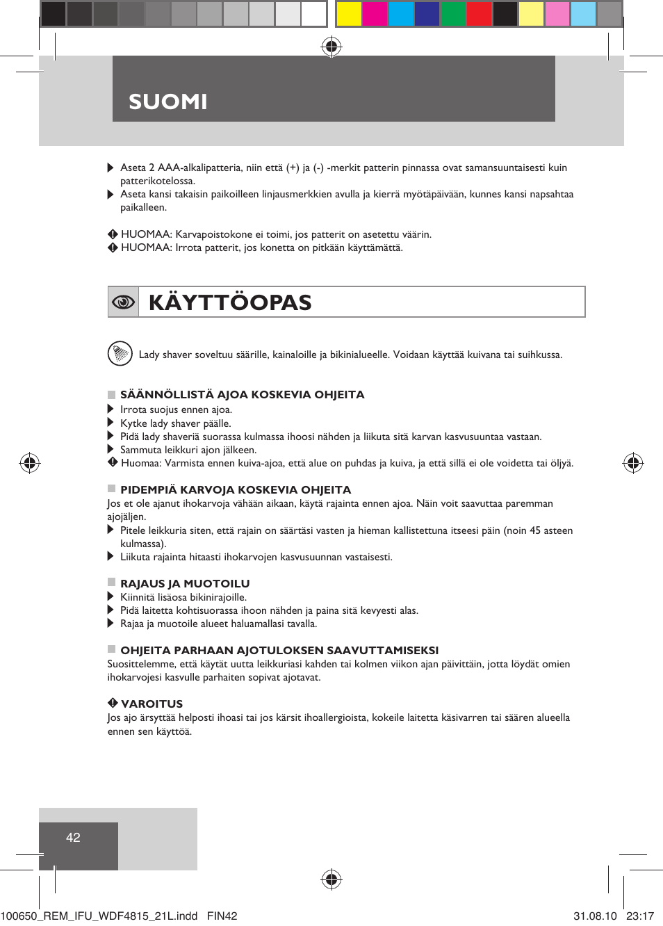 Suomi, Käyttöopas | Remington WDF4815C User Manual | Page 45 / 111