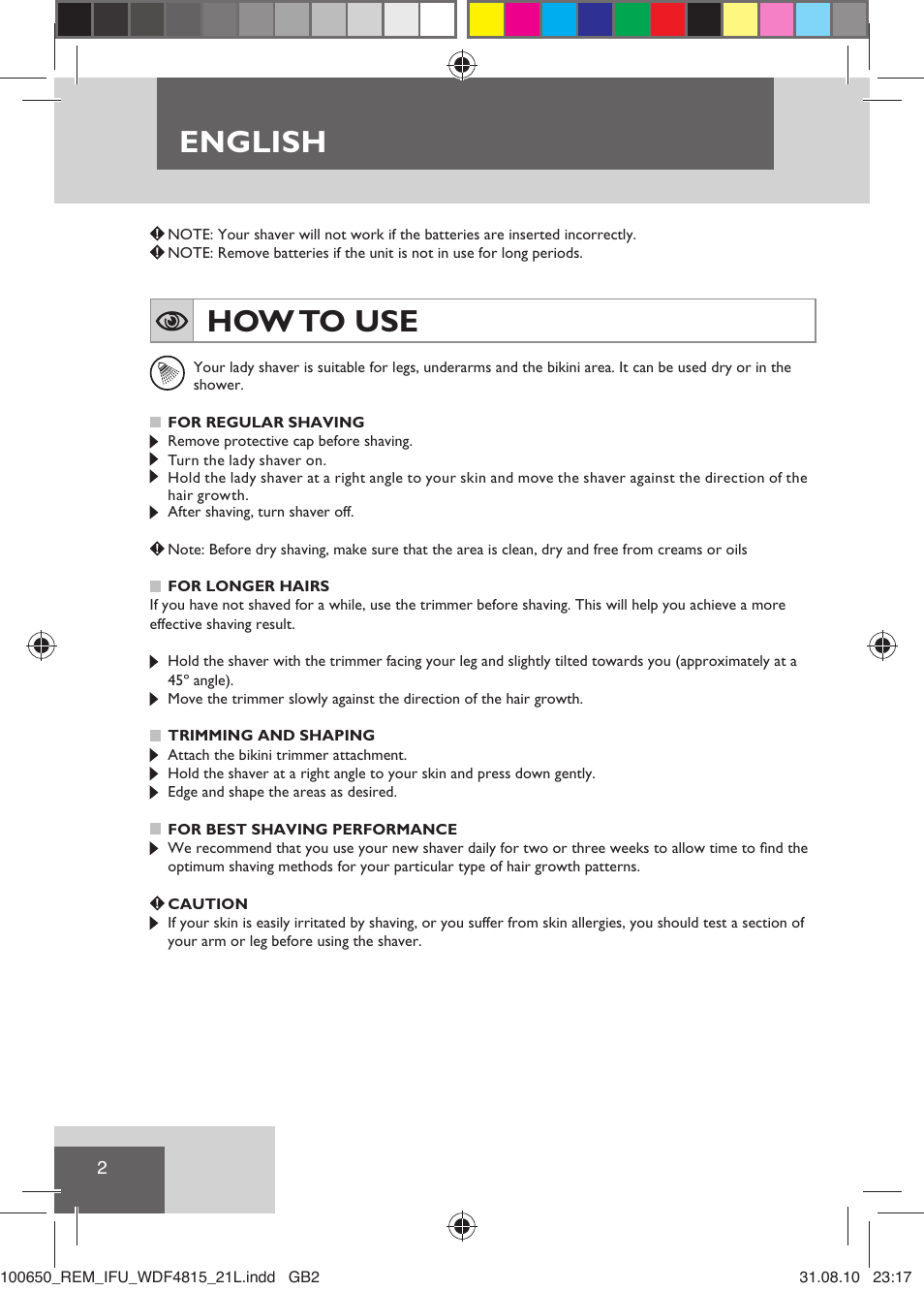 English, How to use | Remington WDF4815C User Manual | Page 5 / 111