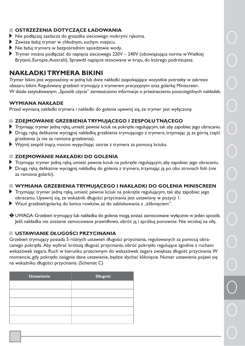 Pl ru tr, Nakładki trymera bikini | Remington BKT3000C User Manual | Page 78 / 96