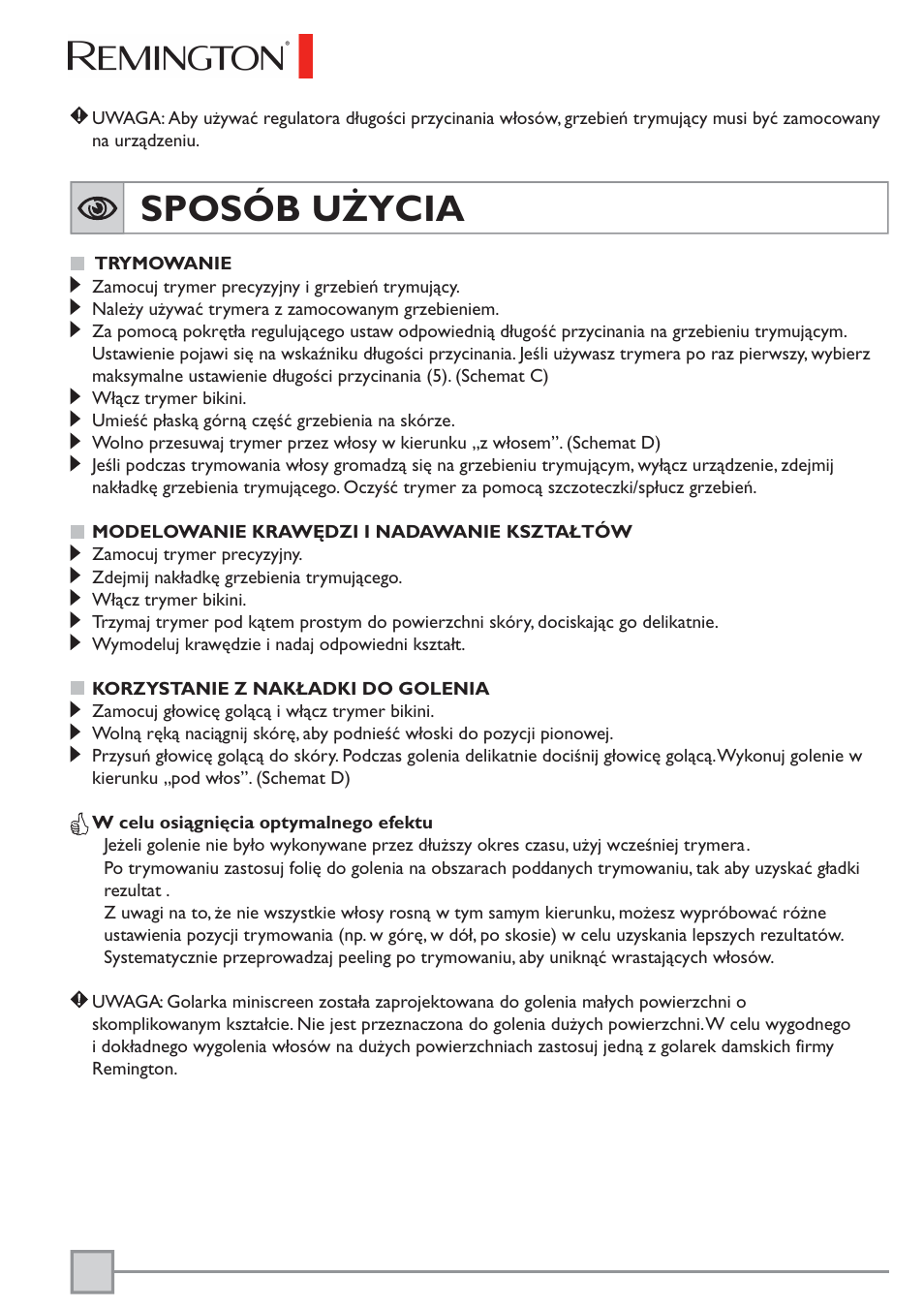 Sposób użycia | Remington BKT3000C User Manual | Page 79 / 96