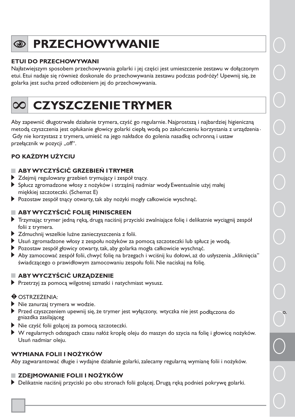 Przechowywanie, Czyszczenie trymer, Pl ru tr | Remington BKT3000C User Manual | Page 80 / 96