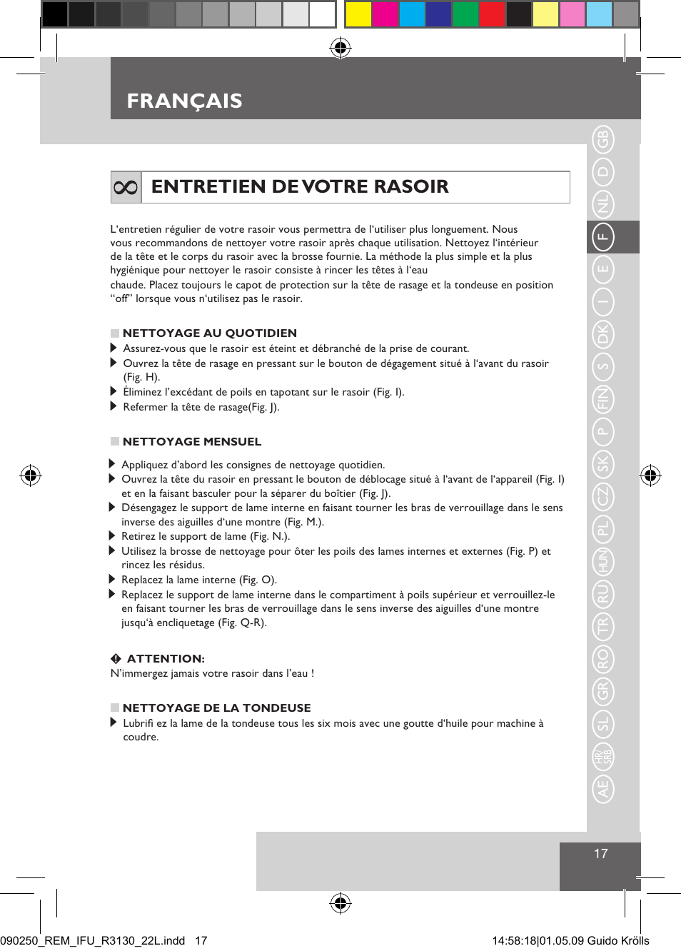 Français, Entretien de votre rasoir | Remington R3150 User Manual | Page 23 / 110