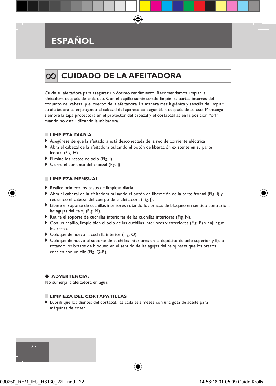 Español, Cuidado de la afeitadora | Remington R3150 User Manual | Page 28 / 110