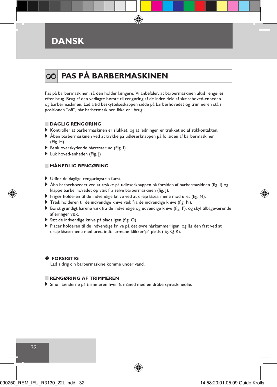 Dansk, Pas på barbermaskinen | Remington R3150 User Manual | Page 38 / 110