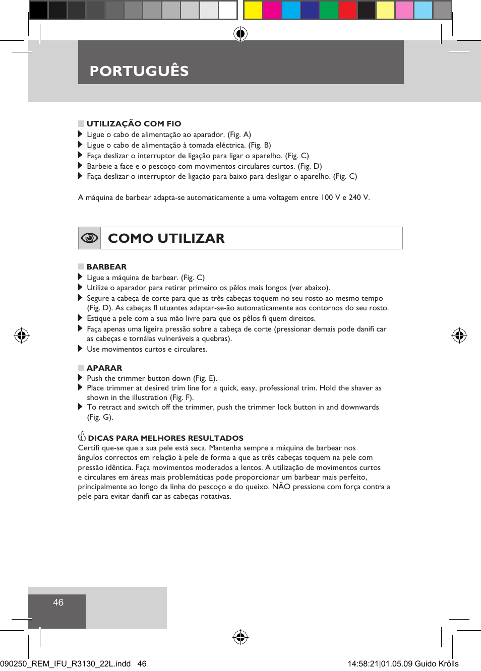 Português, Como utilizar | Remington R3150 User Manual | Page 52 / 110