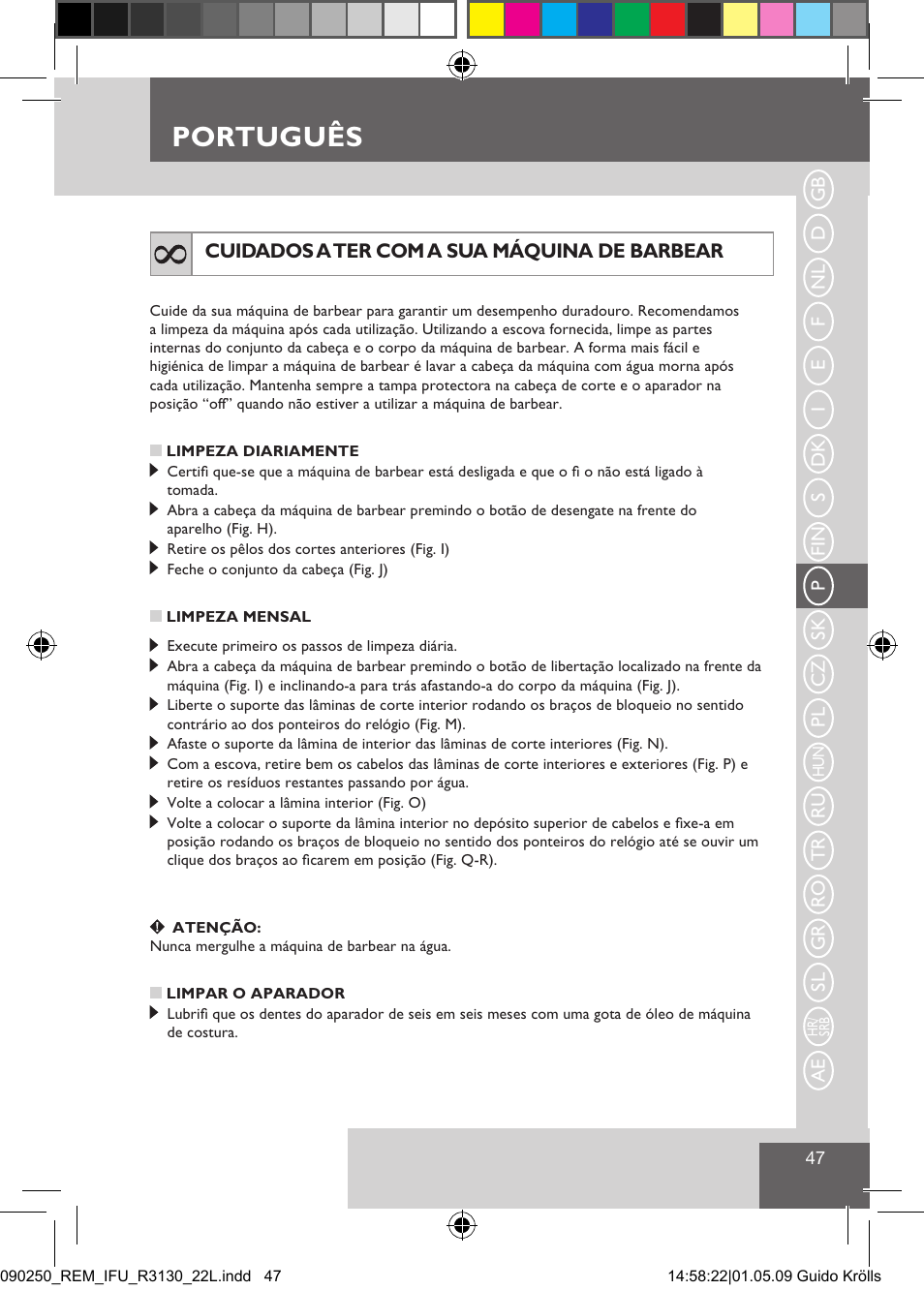 Português | Remington R3150 User Manual | Page 53 / 110