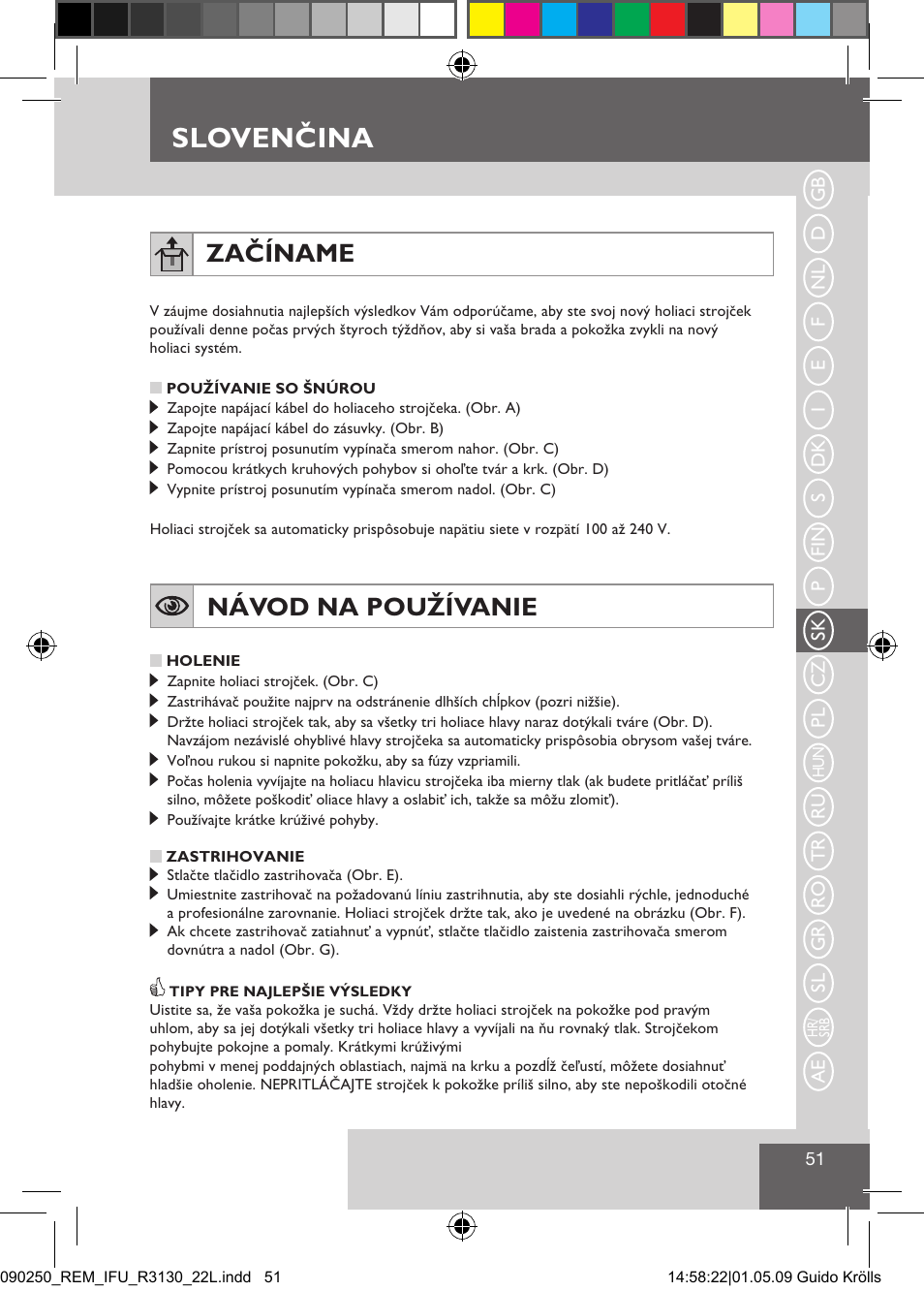 Slovenčina, Začíname, Návod na používanie | Remington R3150 User Manual | Page 57 / 110