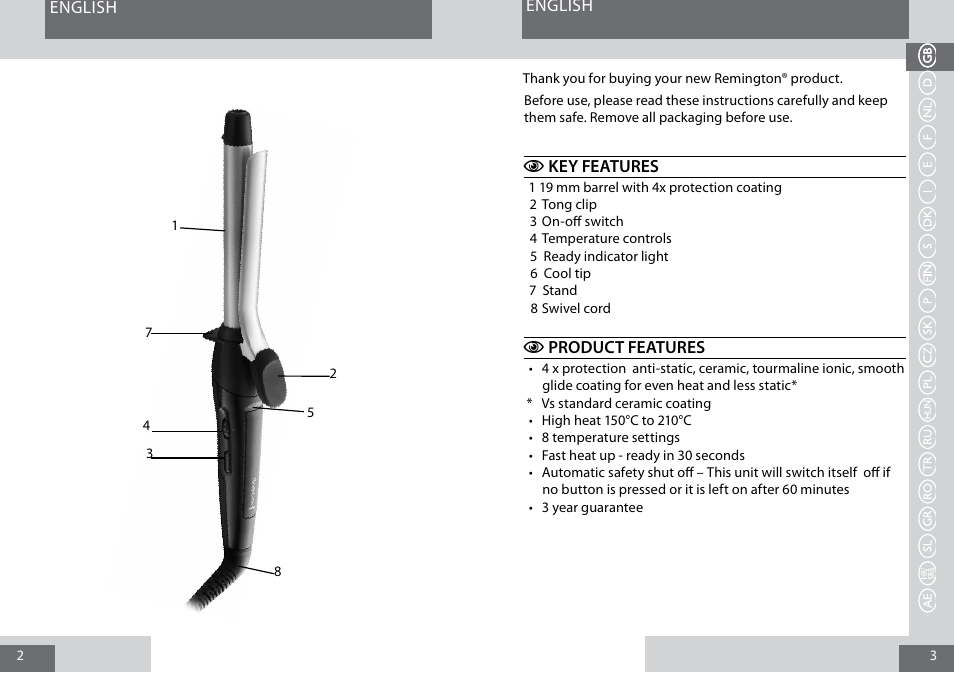 Remington CI5319 User Manual | Page 2 / 61