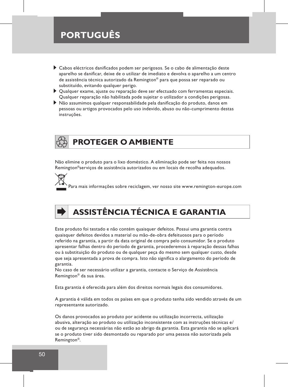 Português, Sloven ina, Slovenčina | Funkcie a súčasti výrobku, Assistência técnica e garantia, Proteger o ambiente | Remington S8102 User Manual | Page 52 / 112