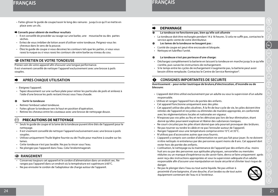 Français | Remington MB4030 User Manual | Page 13 / 69