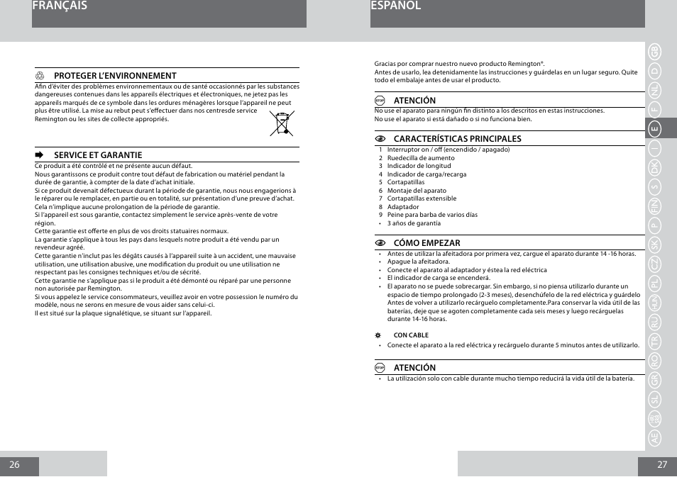 Français, Español | Remington MB4030 User Manual | Page 14 / 69