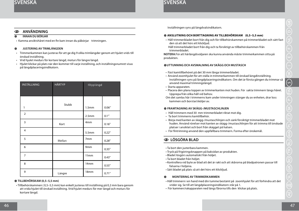 Svenska | Remington MB4030 User Manual | Page 24 / 69