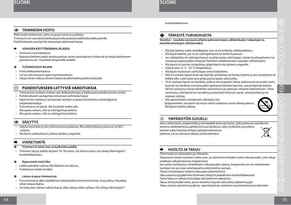 Suomi | Remington MB4030 User Manual | Page 28 / 69