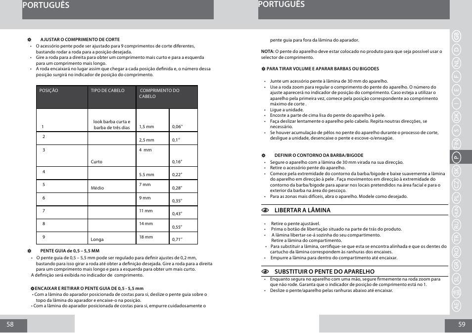 Português | Remington MB4030 User Manual | Page 30 / 69