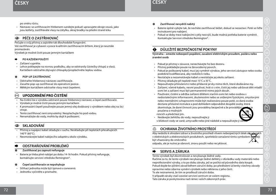 Česky | Remington MB4030 User Manual | Page 37 / 69