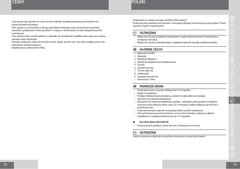 Česky, Polski | Remington MB4030 User Manual | Page 38 / 69