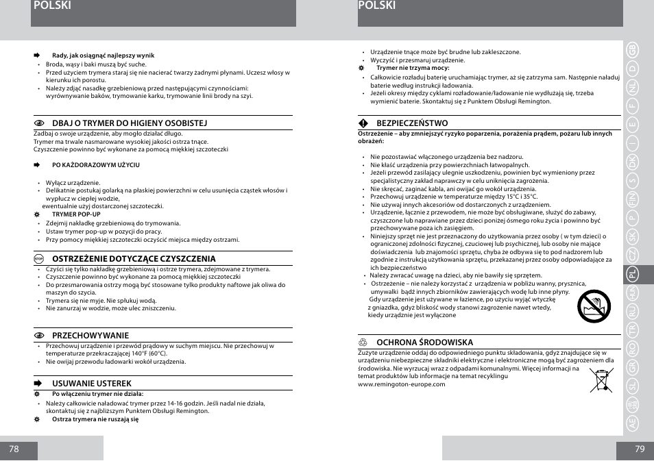 Polski | Remington MB4030 User Manual | Page 40 / 69