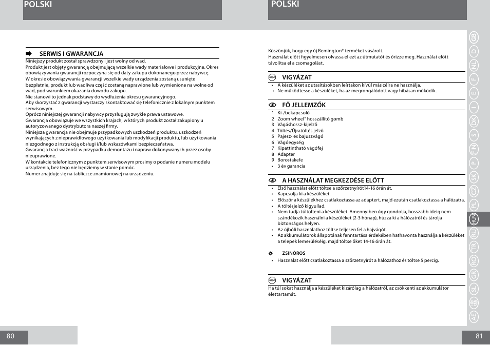 Polski | Remington MB4030 User Manual | Page 41 / 69