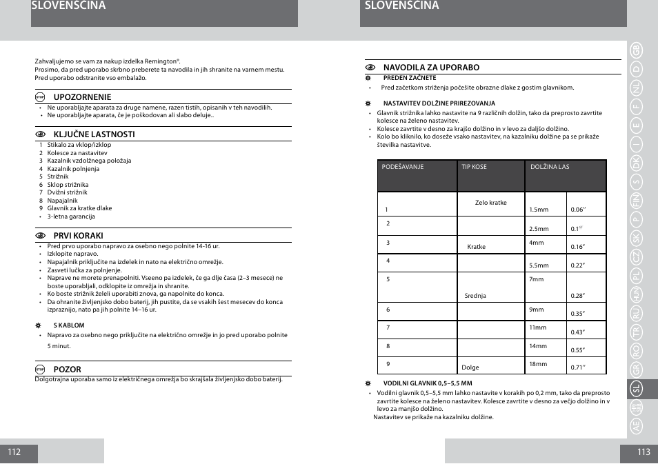 Slovenščina | Remington MB4030 User Manual | Page 57 / 69