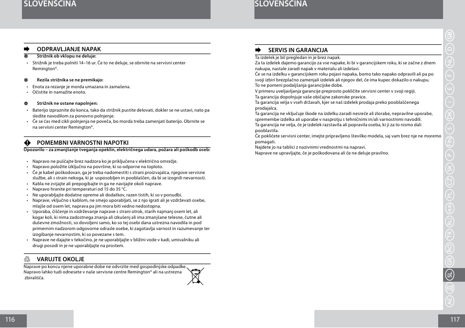 Slovenščina | Remington MB4030 User Manual | Page 59 / 69