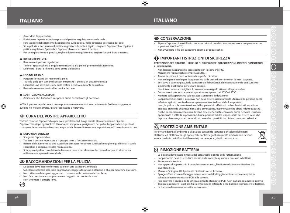 Italiano | Remington BHT6250 User Manual | Page 13 / 45